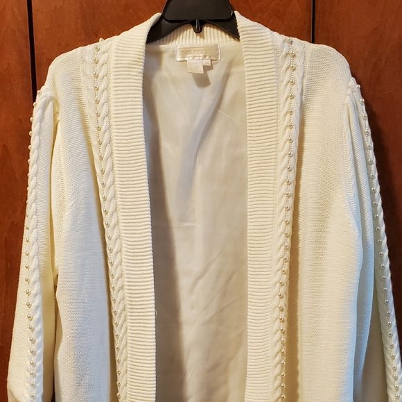 Vintage Oversized Cream Pearl Embellished Sweater - Picture 1 of 8